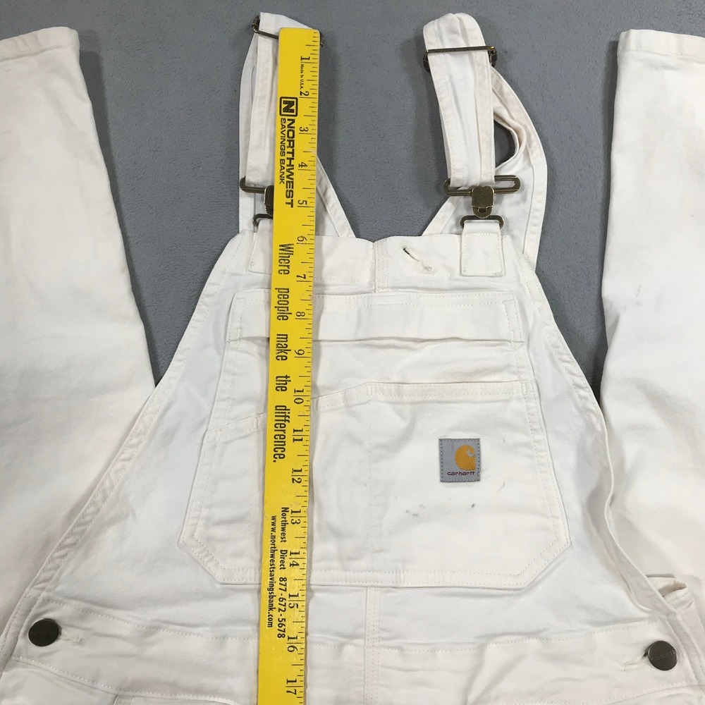 Carhartt Overalls Womens S White Loose Fit Canva Rugged Flex Loose Fits Bibs - Picture 4 of 11